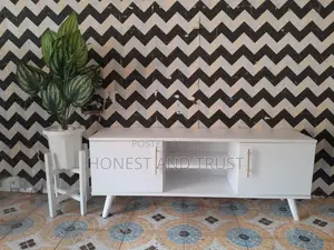 White TV Stand With Cabinet