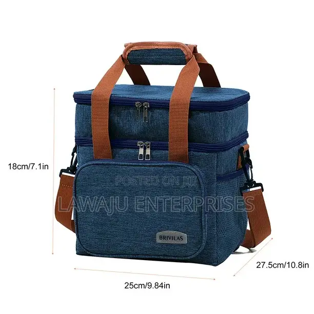 Navy Blue 15L Double Compartment Thermo Cooler Bag