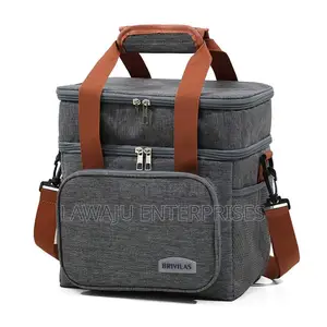 Grey 15L Double Layer Insulated Lunch Bag