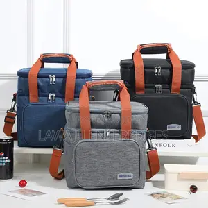 Grey 15L Double Layer Insulated Lunch Bag
