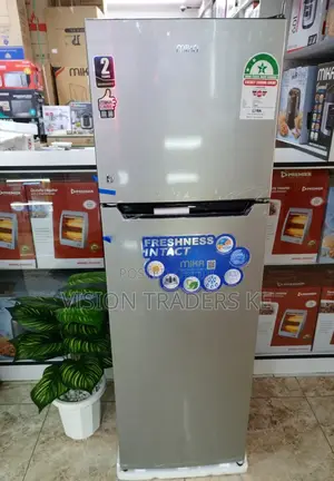 Mika Fridge 168L Double Door Top Freezer Defrost Silver Dark