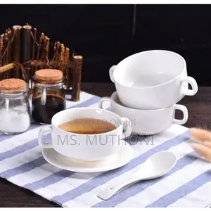 High Quality Ceramic Porcelain Soup Bowl With Two