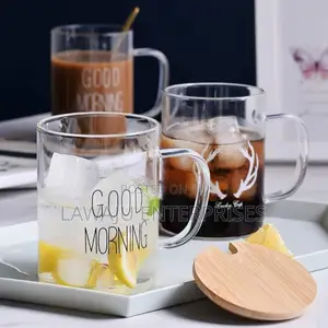 2pcs Clear Glass Printed Mug