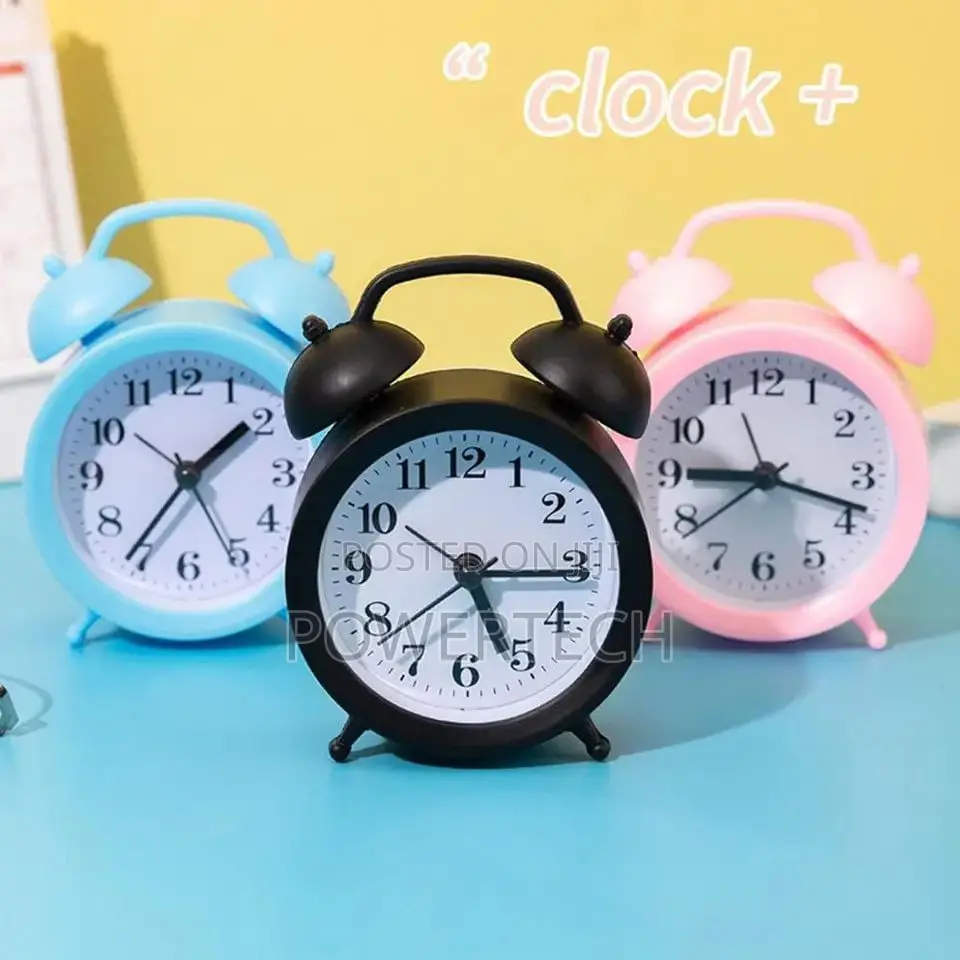 Double Bell Alarm Clock Bedside Wake Up Alarm Black
