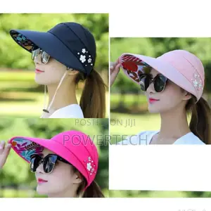 Summer Hats for Women Foldable Sun Hat Pearl Flower Visor: