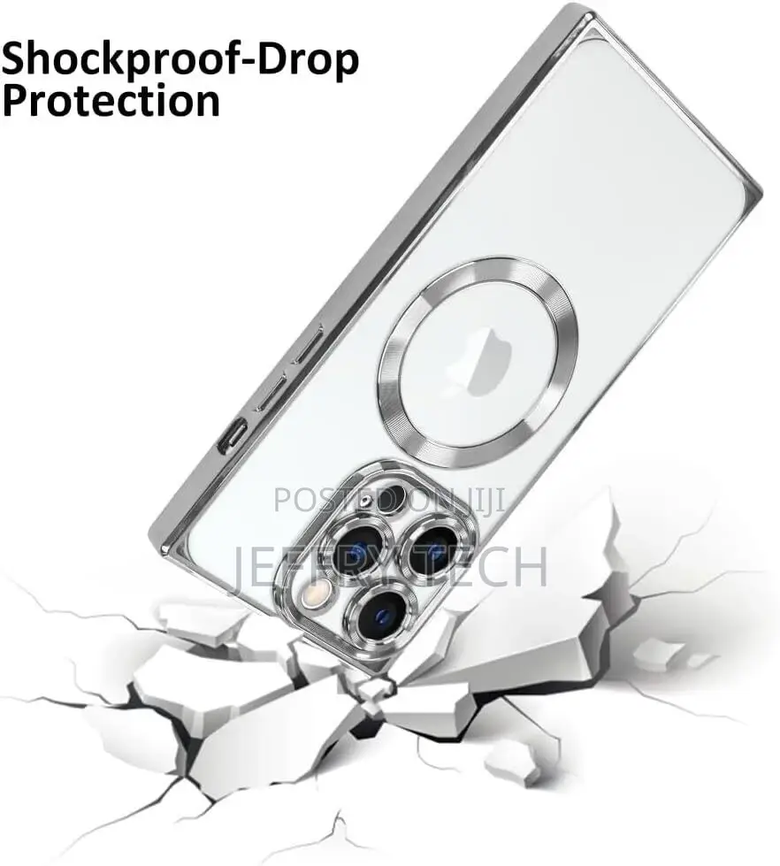 Glossy Square Magsafe Case for iPhone 15 Pro Max 14 Transpar