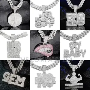 Hip Hop Pendant Letter Smiley Face Alloy Water Drill Cuban