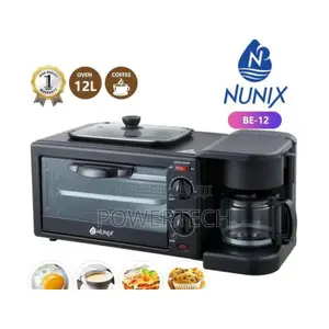 Nunix 3 in 1 Breakfast Maker Oven,Coffee Maker, Toaster 12L