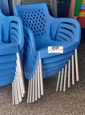 Strong Garden Plastic Chairs With Metal Legs.