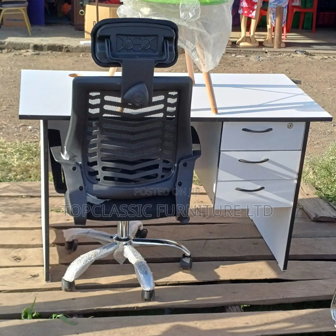 Office Desk+Headrest Chair