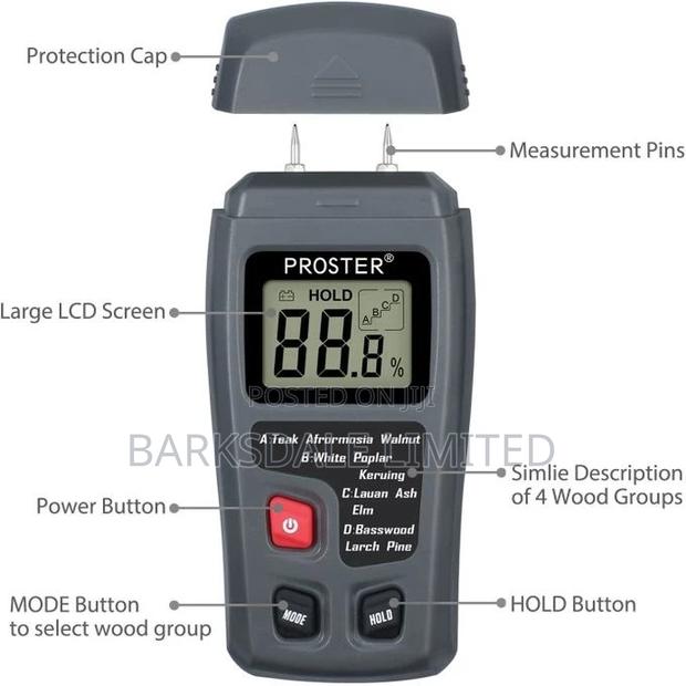 Wood Moisture Meter Digital 0-99.9% Wood Humidity Tester Tim - thumbnail 3