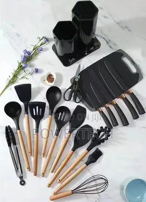19 PCS Silicone Spoon Set With Knives/Cutting Board