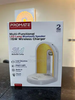 Promate LED Night Lamp With Wireless Charger Speaker