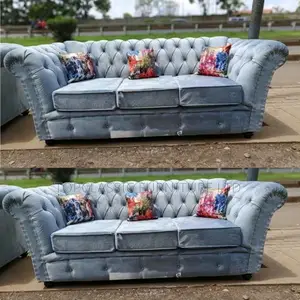 3-Seater Chester Sofas+Free Throw Pillows