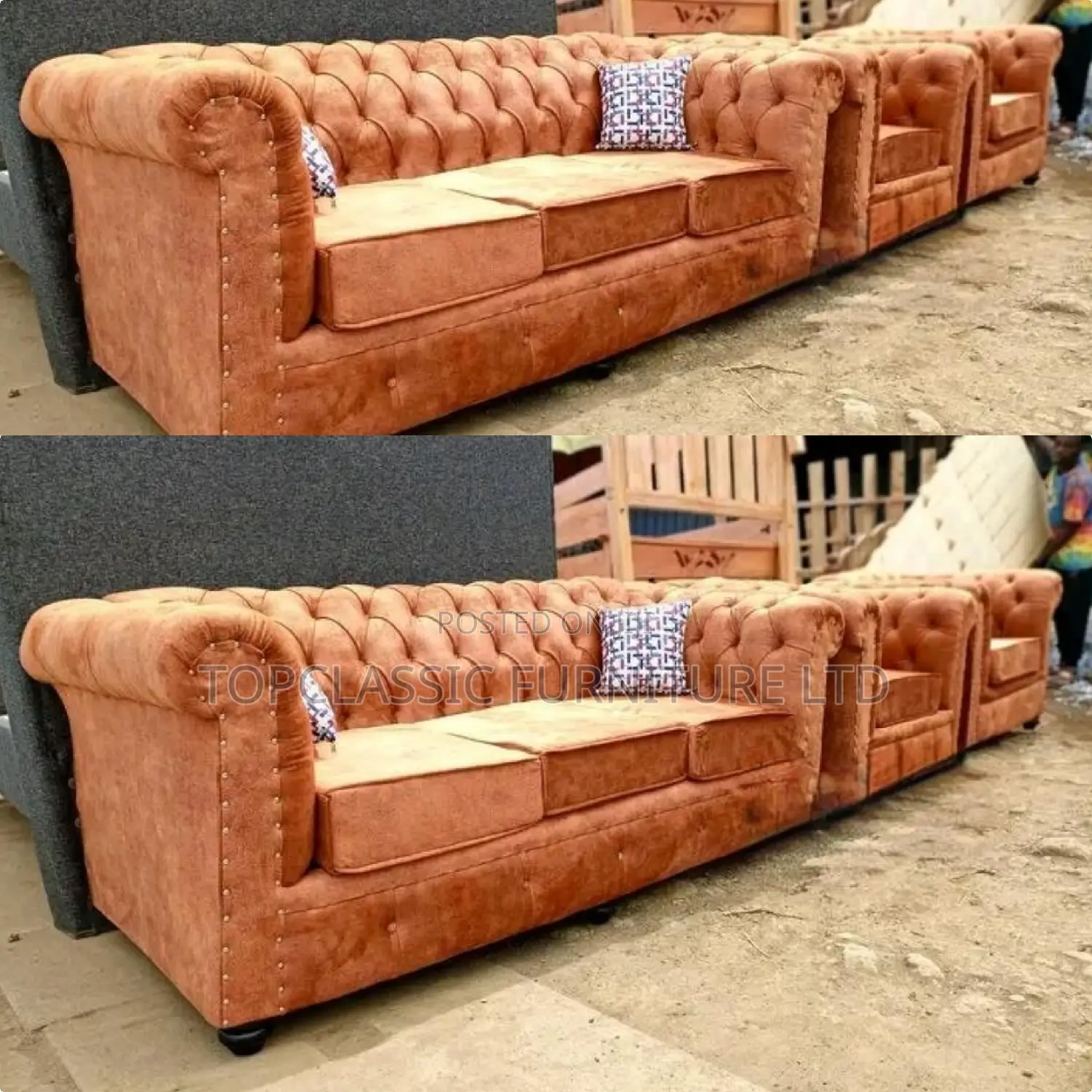 3-Seater Chester Sofas+Free Throw Pillows