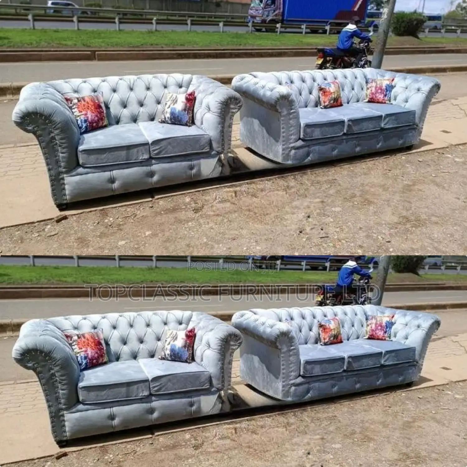 3-Seater Chester Sofas+Free Throw Pillows
