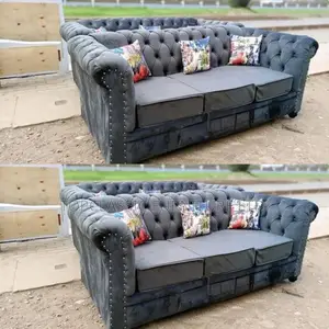3-Seater Chester Sofas+Free Throw Pillows