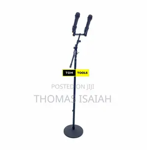 2 Mic Heavy Duty Microphone Stand With Cast Iron Round Base