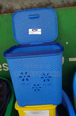 Blue Rectangle Laundry Basket With Lid