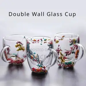 Insulated Double Walled Mug With Dried Flowers Decor