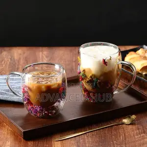 Insulated Double Walled Mug With Dried Flowers Decor
