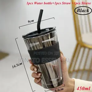 450ml Glass Tumbler With Straw and Sleeve