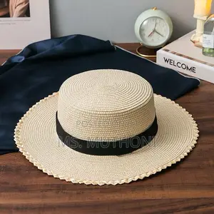 Party Black Bow Homburg Ladies Solid Paper Braid Straw Hat