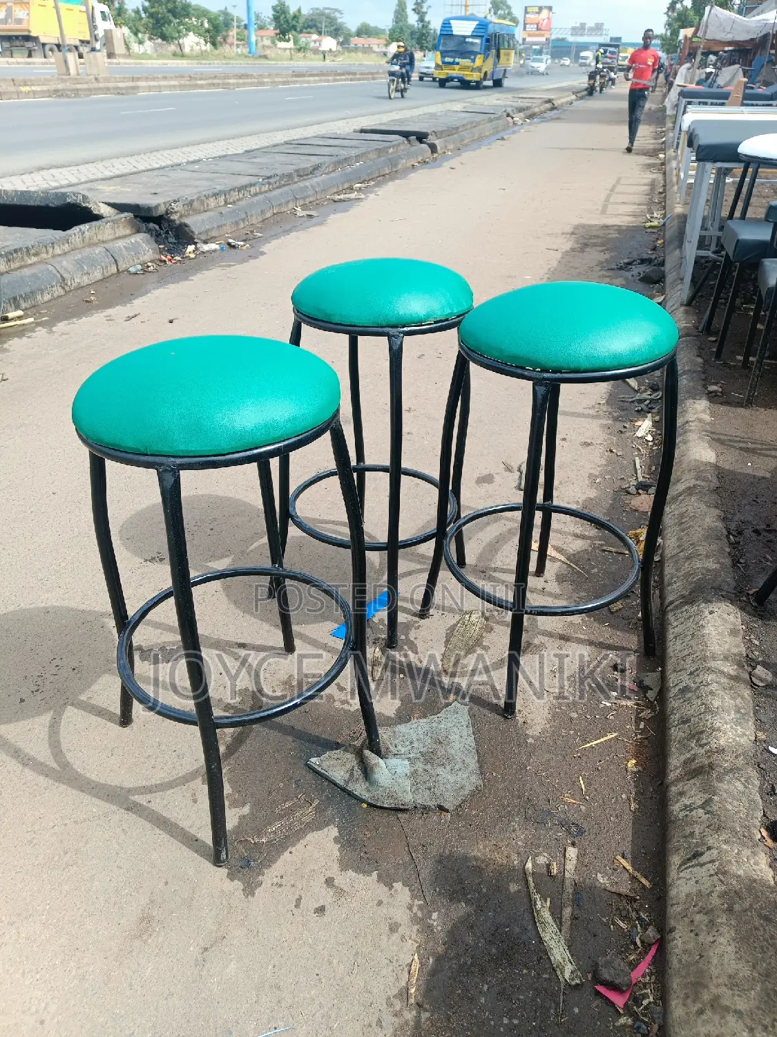 Bar Stools Backless Green Colour