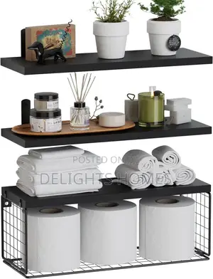 Solid Pine Wood Bathroom Floating Shelves