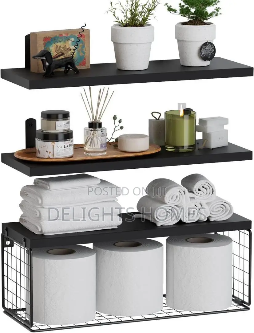 Solid Pine Wood Bathroom Floating Shelves