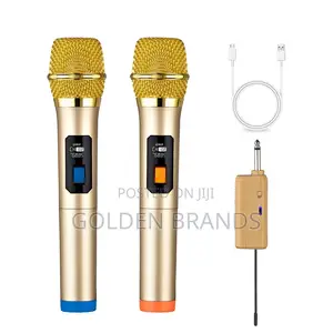 Microphone Wireless Uhf Dual Cordless, Rechargeable Receiver