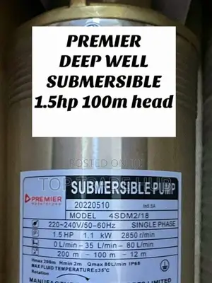 Reliable Premier Deep Well Submersible Pump 1.5 Hp 100m
