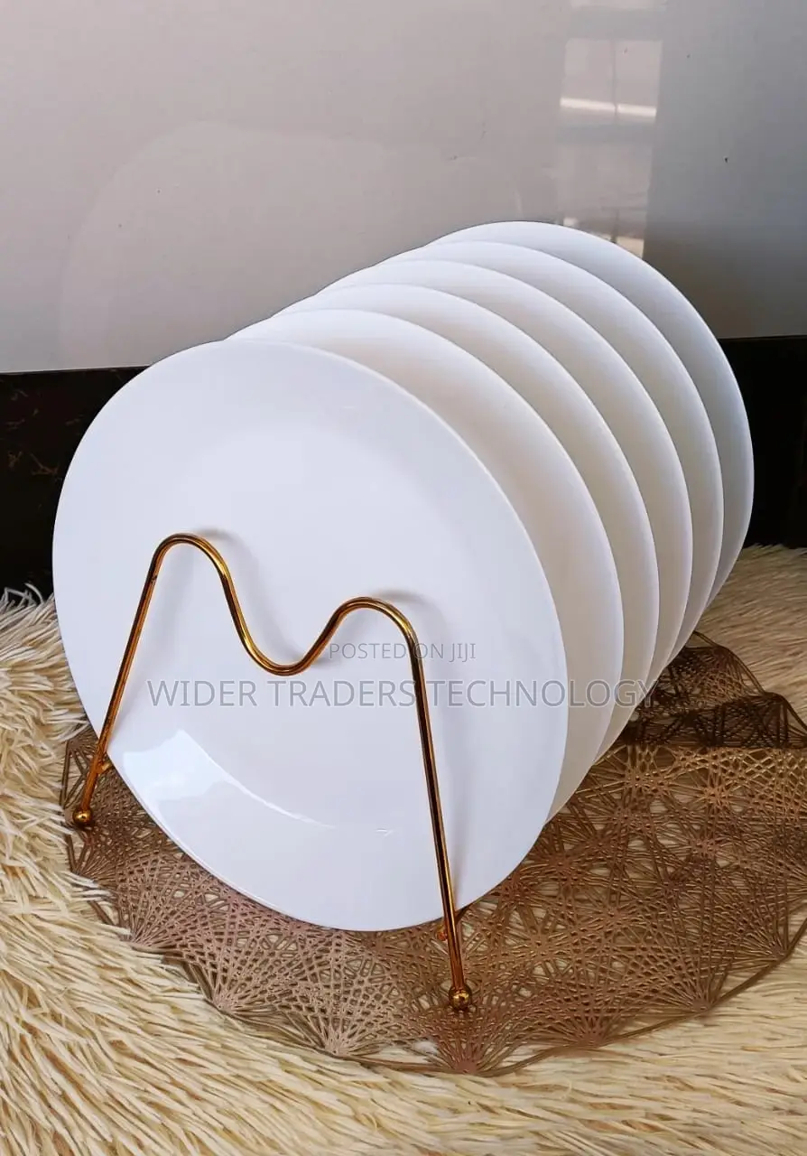 White Ceramic Dinner Plate Set - 6 PCS