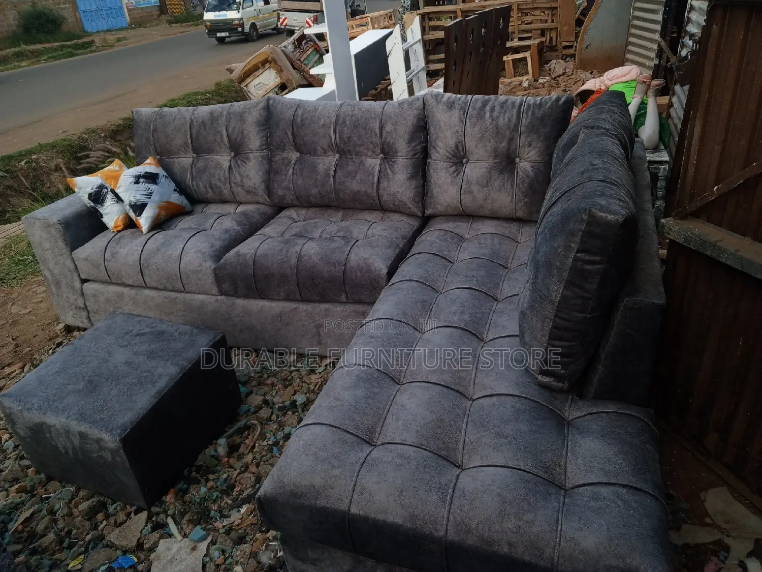 6 Seater L Shape Sofa Grey