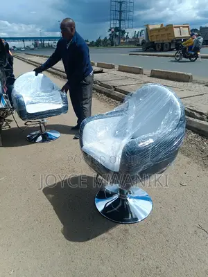 Salon Seats With Hydraulic Machine, Black and White 