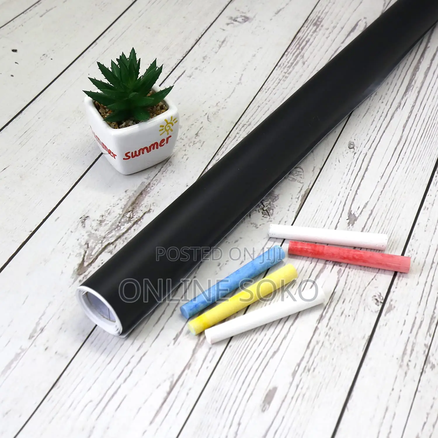 Self-Adhesive Chalkboard Wall Sticker Roll With 5 Chalks