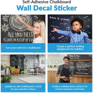 Self-Adhesive Chalkboard Wall Sticker Roll With 5 Chalks