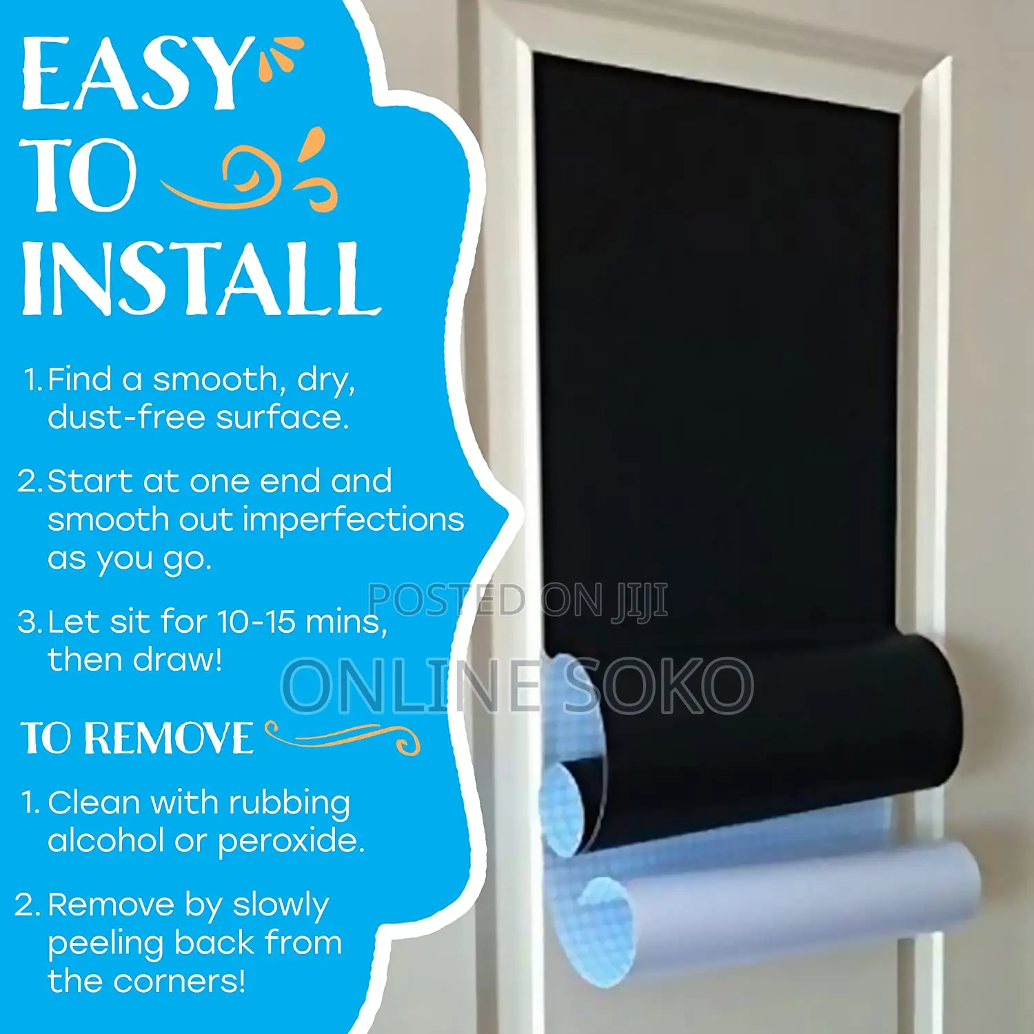 Self-Adhesive Chalkboard Wall Sticker Roll With 5 Chalks