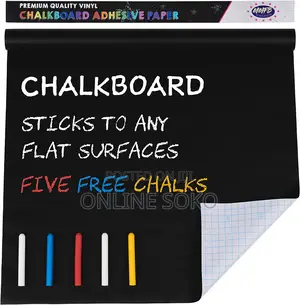 Self-Adhesive Chalkboard Wall Sticker Roll With 5 Chalks