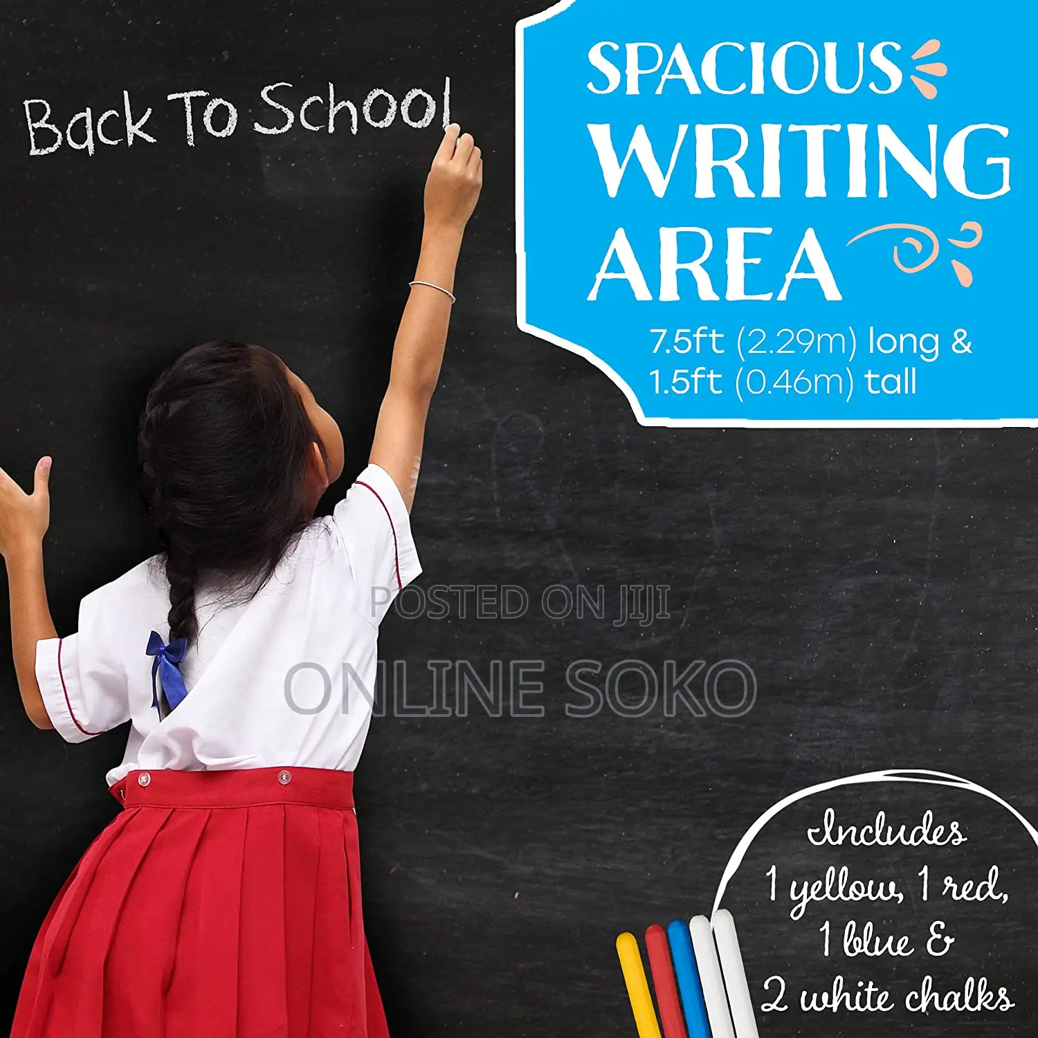 Self-Adhesive Chalkboard Wall Sticker Roll With 5 Chalks