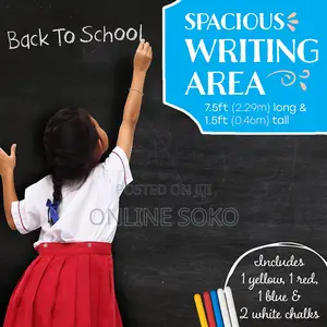 Self-Adhesive Chalkboard Wall Sticker Roll With 5 Chalks
