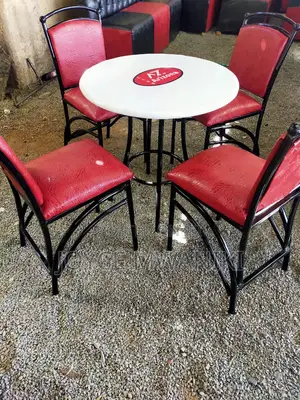 Restaurant Set, 4 Chairs and a Table Red 