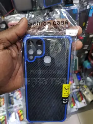 OPPO Realme C15 Carbon Fiber Texture Shockproof TPU Case(Bla
