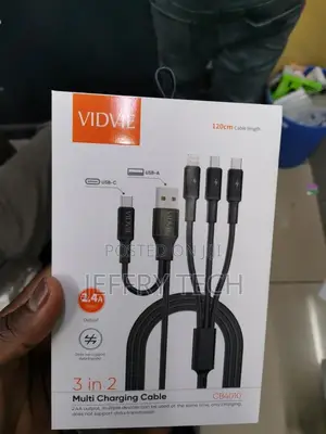 Vidvie 3 in 2 Multi Charging Cable, 2.4A Fast Charger USB/PD