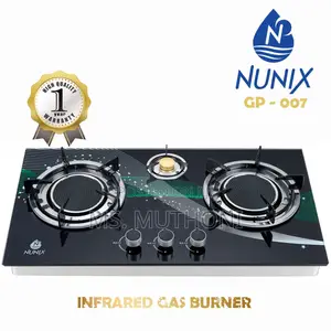 Nunix 3 Burner Low Gas Consumption Glass Top Table Infrared