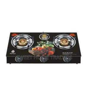 Nunix 3-Burner Table Glass Top Gas Cooker,
