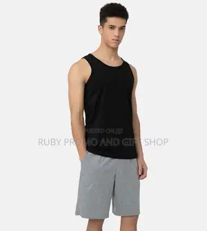 4 Pack Men's Quality Assorted Black Cotton Vests