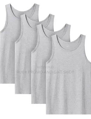 Quality Assorted 100% Cotton Grey 4 Pack Men's Vests