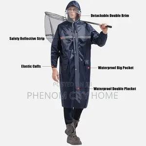 Heavy Long Raincoat With Reflector