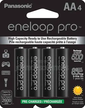 Double AA Rechargeable 2500MAH Panasonic Eneloop Batteries